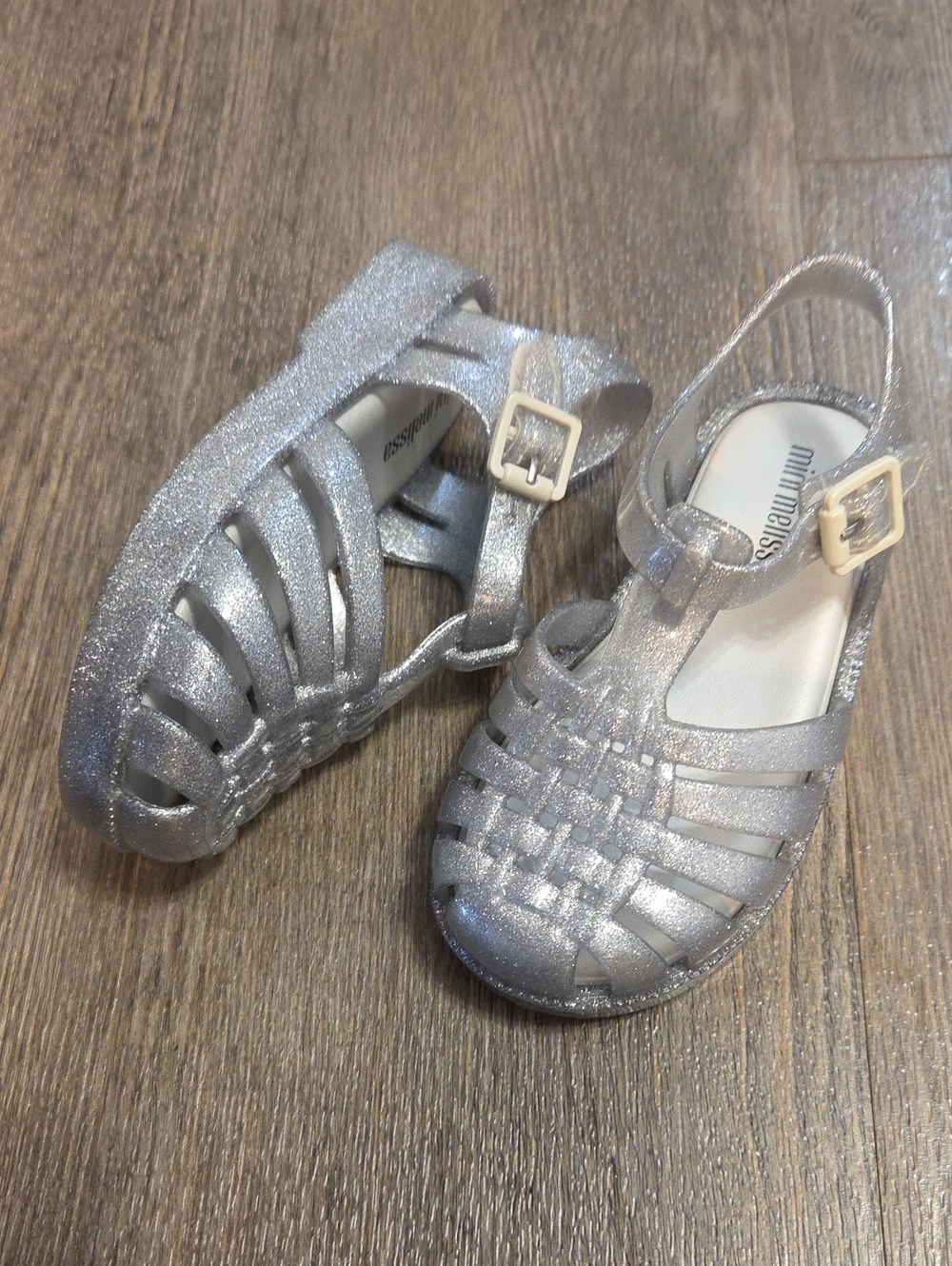 Mini Melissa • Girls' Silver Glitter Jelly Sandals